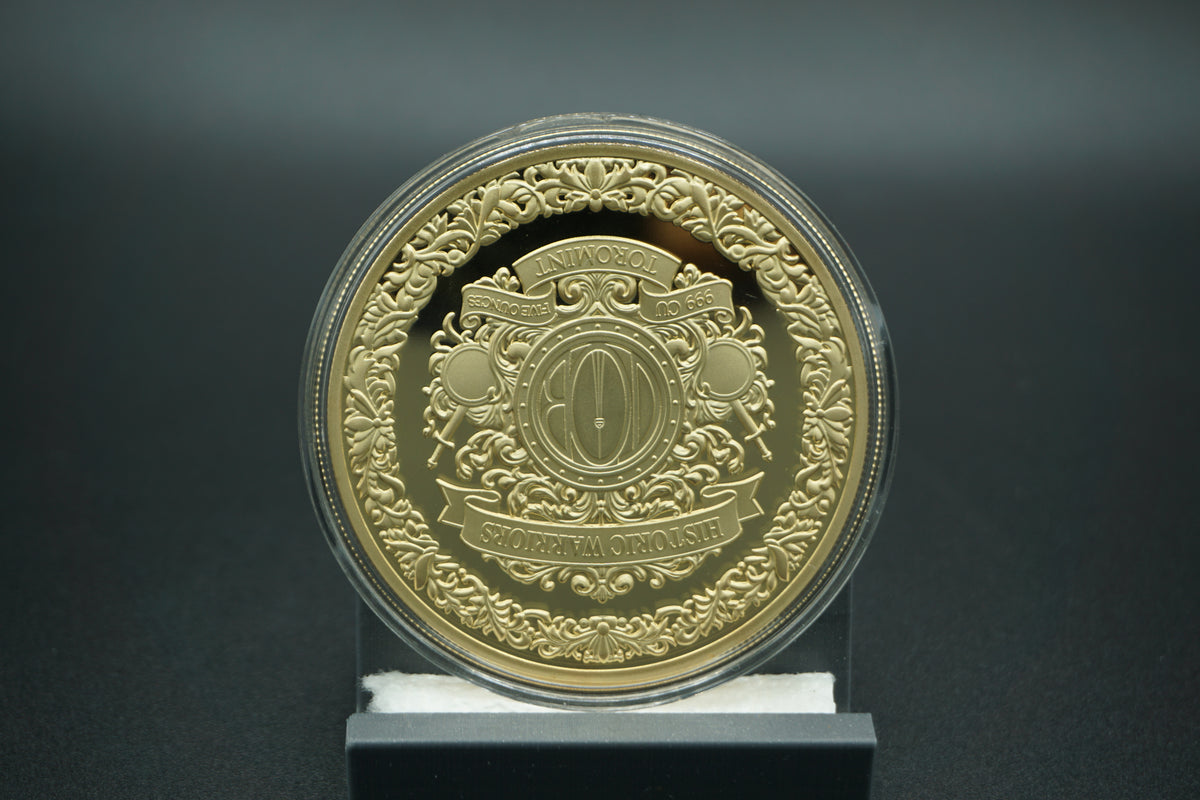 5 avdp ounce .999 Copper Round Gilded Historic Warrior