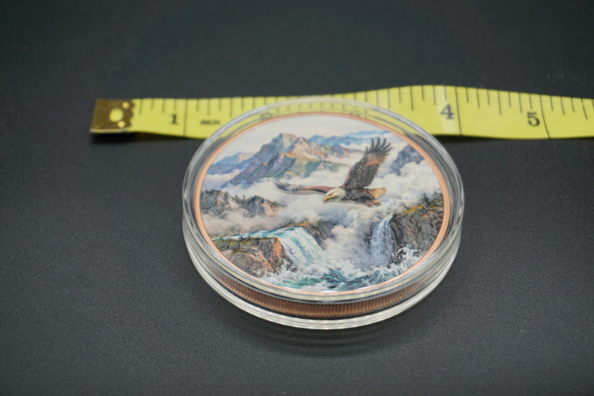 5 avdp ounce .999 Copper Round Mountain Eagle