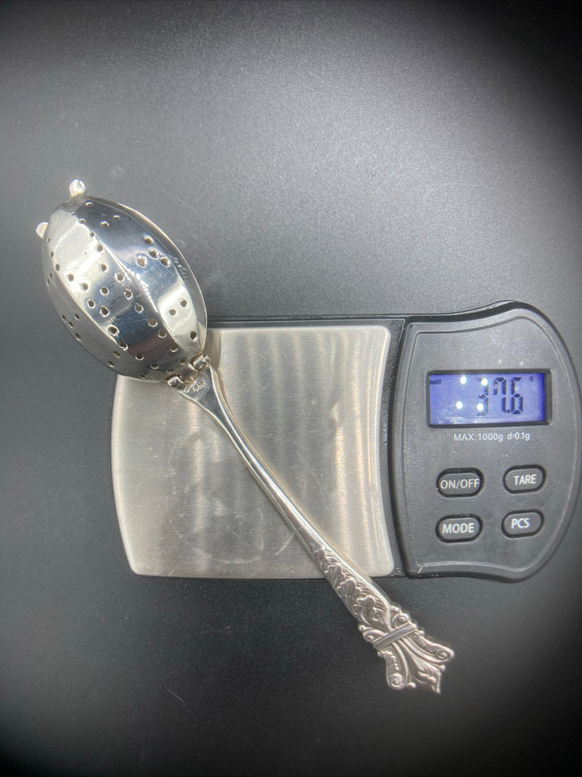 Antique Sterling Silver Tea Strainer Spoon .925