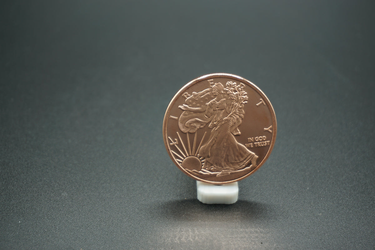 1 avdp ounce Copper Round Walking Liberty