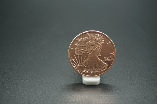 1 avdp ounce Copper Round Walking Liberty