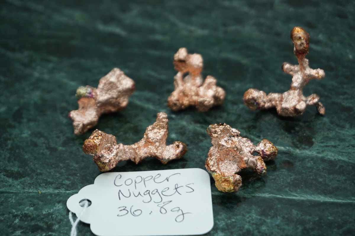 Assorted Natural Copper Nuggets 38.6 gram Coral Variety