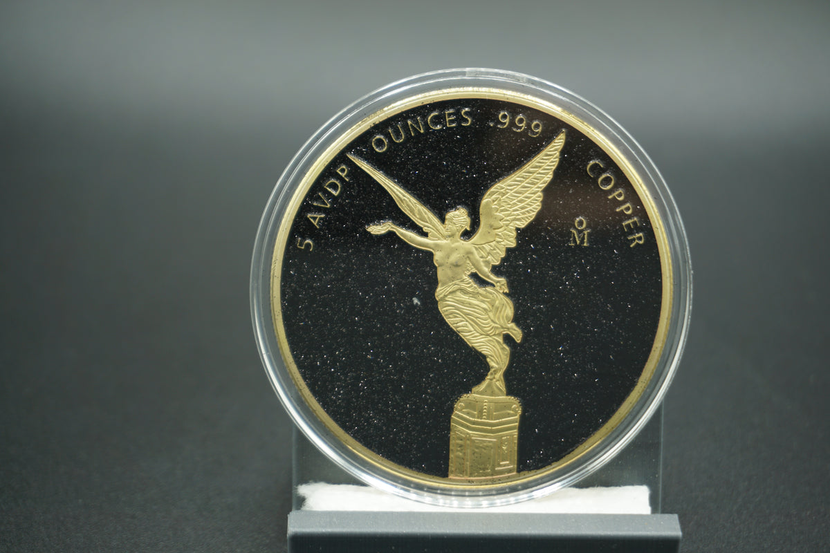 5 avdp ounce .999 Copper Round Gilded Libertad