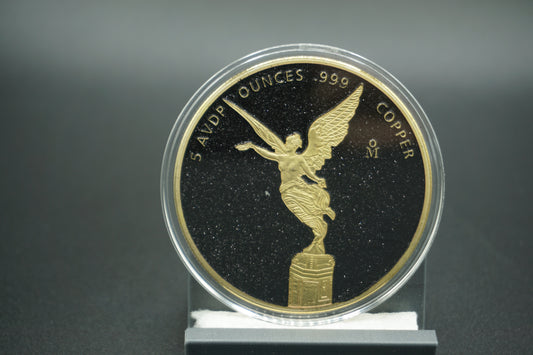 5 avdp ounce .999 Copper Round Gilded Libertad