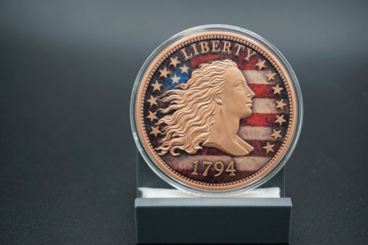 5 avdp ounce .999 Copper Round Flowing Hair Liberty 1794