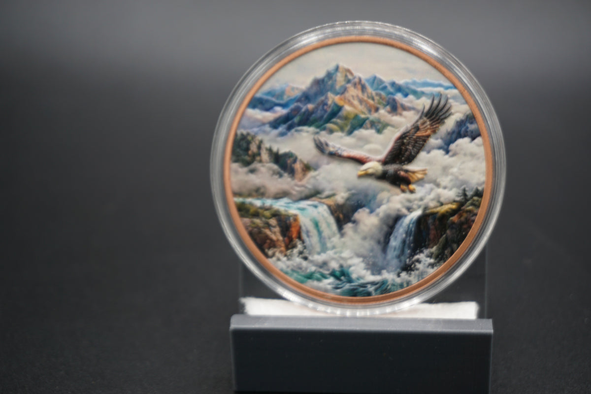 5 avdp ounce .999 Copper Round Mountain Eagle