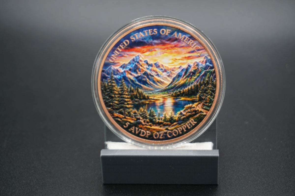5 avdp ounce .999 Copper Round Mountain Eagle