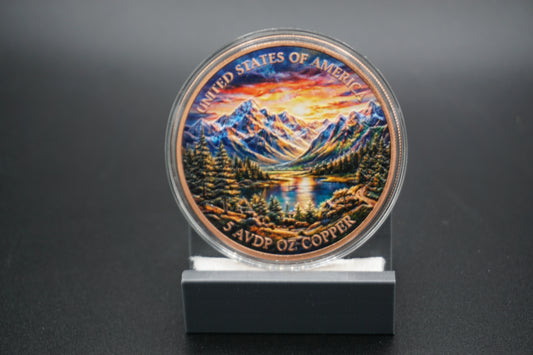 5 avdp ounce .999 Copper Round Mountain Eagle