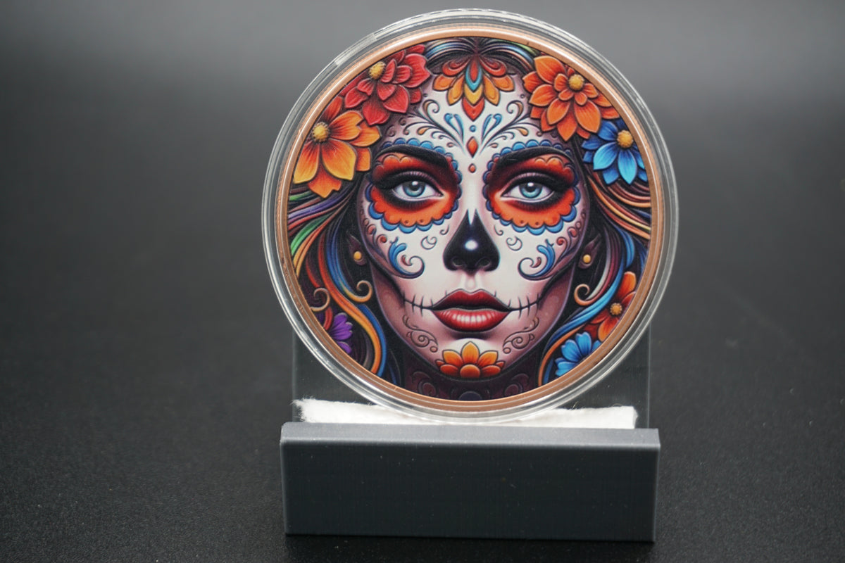 5 avdp ounce .999 Copper Round Sugar Skull