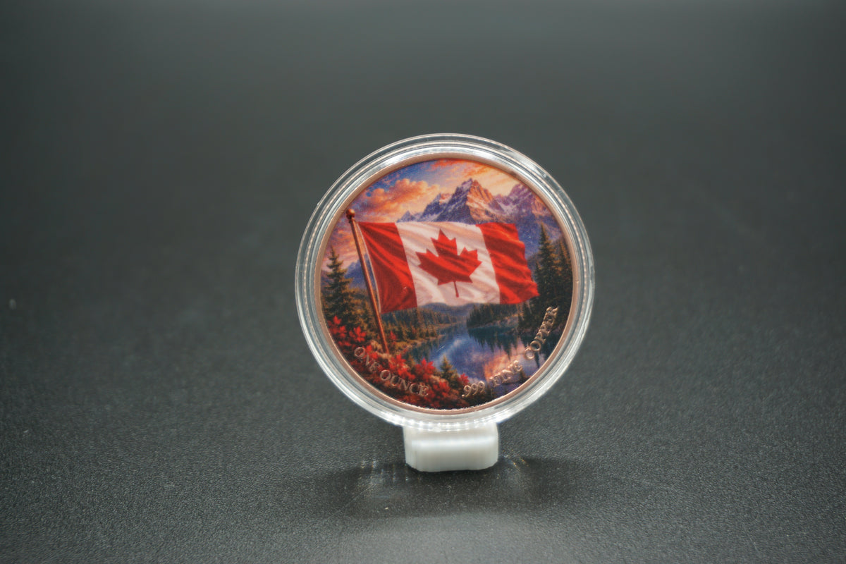 1 avdp ounce Copper Round Colored Canadian