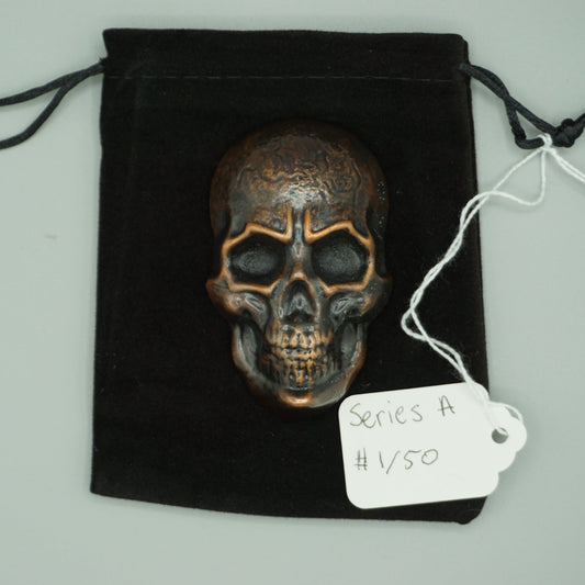 Hand poured copper skull series A cast 1/50