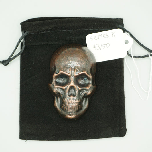 Hand poured copper skull series B cast 43