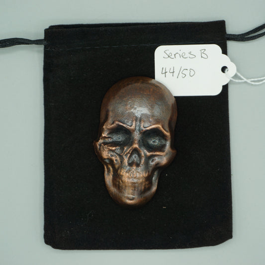 Hand poured copper skull series B cast 44