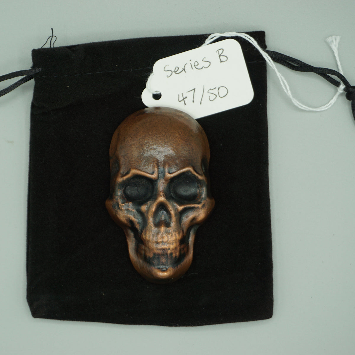 Hand poured copper skull series B cast 47