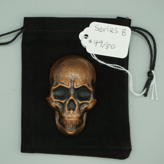 Hand poured copper skull series B cast 49