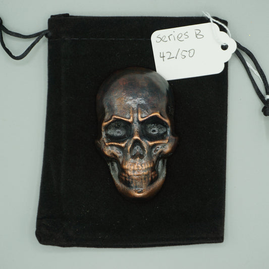 Hand poured copper skull series B cast 42